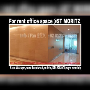 For rent Lippo ST MORITZ Office West Jakarta