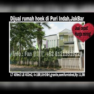 Dijual rumah di Puri Indah Jakarta Barat