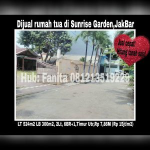 Dijual rumah di Sunrise Garden Jakarta Barat