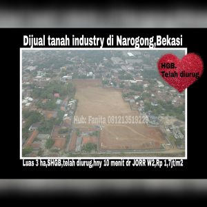 Dijual kavling industri di Cikiwul Narogong Bekasi