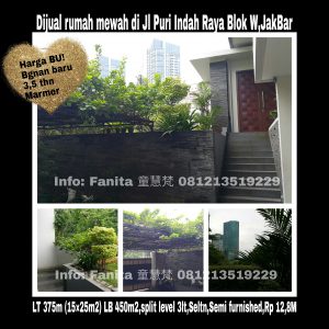 Dijual rumah di Puri Indah Jakarta Barat