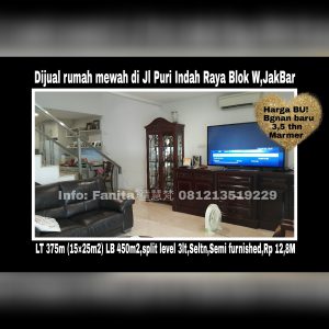 Dijual rumah di Puri Indah Jakarta Barat