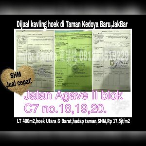Jual Kavling Hunian di Taman Kedoya Baru Jakarta Barat