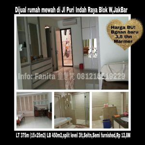 Dijual Rumah Mewah di Jl Puri Indah Raya Blok W JakBar