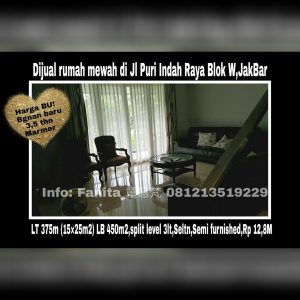 Dijual Rumah Mewah di Jl Puri Indah Raya Blok W JakBar