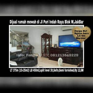 Dijual Rumah Mewah di Jl Puri Indah Raya Blok W JakBar