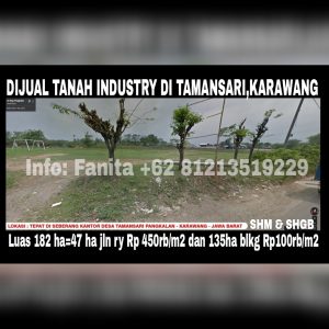 Dijual tanah industry di Tamansari Karawang