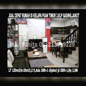 Dijual rumah di Kelapa Gading Jakarta Utara