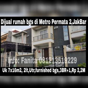 Dijual rumah di Metro Permata 2 Jakarta Barat