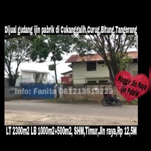 Dijual gudang di Bitung Tangerang