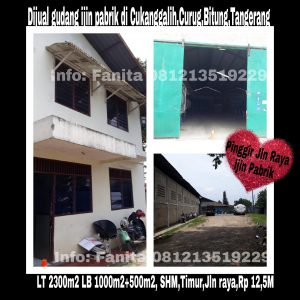 Dijual gudang di Bitung Tangerang
