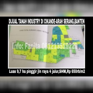 Dijual tanah industri di Cikande Serang