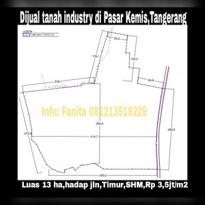 Dijual tanah industri di Pasar Kemis Tangerang