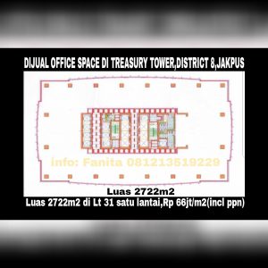 Dijual office space di DISTRICT 8 TOWER TREASURY,JAKARTA PUSAT