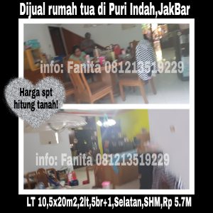 Dijual rumah tua Puri Indah,Jakarta Barat