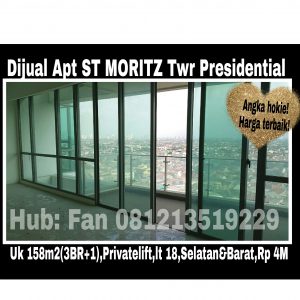 Dijual Apartment ST MORITZ Puri Indah Jakarta Barat