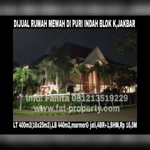 Dijual rumah mewah very lux di Puri Indah Blok K,Jakarta Barat