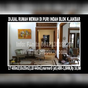Dijual rumah mewah very lux di Puri Indah Blok K,Jakarta Barat
