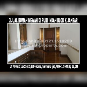 Dijual rumah mewah very lux di Puri Indah Blok K,Jakarta Barat
