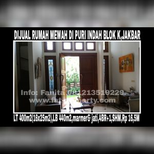 Dijual rumah mewah very lux di Puri Indah Blok K,Jakarta Barat
