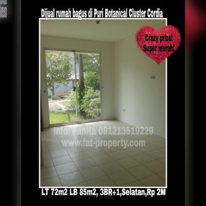 Dijual rumah bagus baru di Puri Botanical,Cluster Cordia,Jakarta Barat.