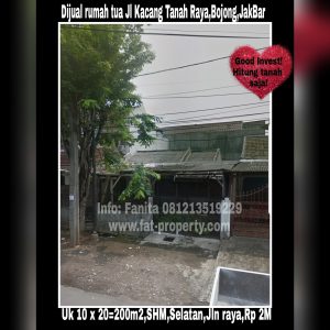 Dijual rumah tua di Jl Kacang Tanah Raya (Carina Sayang) Blok S,Bojong Indah,JakBar.