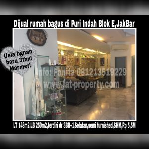 Dijual cepat rumah bagus di Puri Indah blok E,Jakarta Barat.