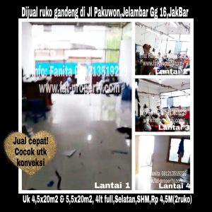 Dijual ruko gandeng di Komplek Pakuwon,Jelambar Gang 16,Jakarta Barat.