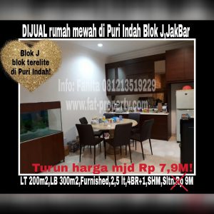 Dijual cepat rumah bagus di Puri Indah blok terelite:Blok J,Jakarta Barat.