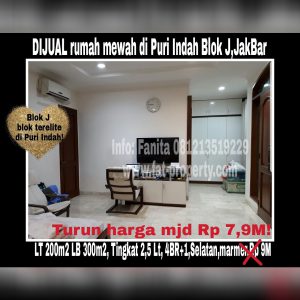 Dijual cepat rumah bagus di Puri Indah blok terelite:Blok J,Jakarta Barat.