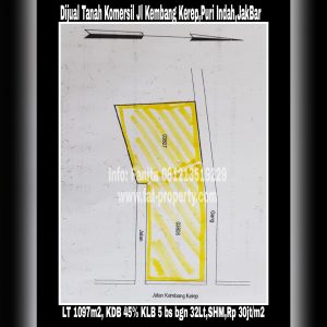 Dijual kavling komersil samping fly over sebrang Sekolah Notredam,Jl Kembang Kerep,Puri Indah,Jakarta Barat.