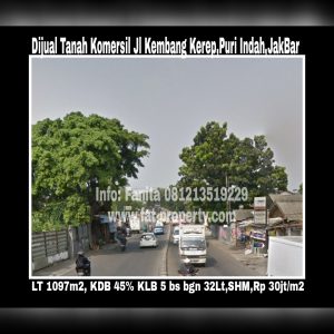 Dijual kavling komersil samping fly over sebrang Sekolah Notredam,Jl Kembang Kerep,Puri Indah,Jakarta Barat.