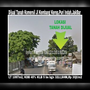 Dijual kavling komersil samping fly over sebrang Sekolah Notredam,Jl Kembang Kerep,Puri Indah,Jakarta Barat.