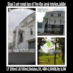 Dijual 2 unit rumah putih gaya minimalis modern di Taman Kebon Jeruk Interkon Blok U,Jakarta Barat.