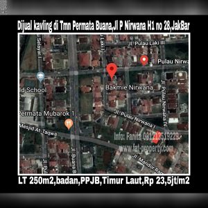 Dijual cepat kavling bagus di Perumahan elite Taman Permata Buana,Puri Indah,Jakarta Barat.