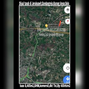 Dijual tanah di Jeruksawit,Gondangrejo,Karang Anyar,Solo dekat Tol.