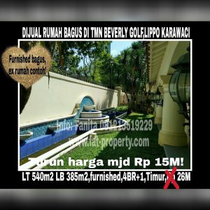Dijual rumah mewah bagus di Taman Beverly Golf Jl Danau Sentani,Lippo Karawaci.