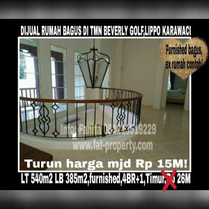 Dijual rumah mewah bagus di Taman Beverly Golf Jl Danau Sentani,Lippo Karawaci.