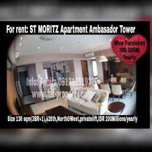 For rent: ST MORITZ Apartment @Jl Puri Indah,West Jakarta.