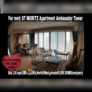 For rent: ST MORITZ Apartment @Jl Puri Indah,West Jakarta.