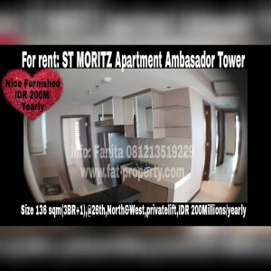 For rent: ST MORITZ Apartment @Jl Puri Indah,West Jakarta.