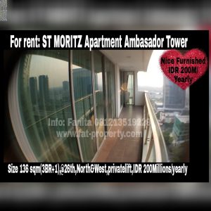 For rent: ST MORITZ Apartment @Jl Puri Indah,West Jakarta.