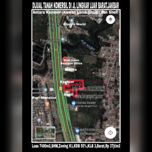 Dijual tanah komersil super strategis di Jl Lingkar Luar Barat (Jakarta Outer Ring Road West1),Jakarta Barat.