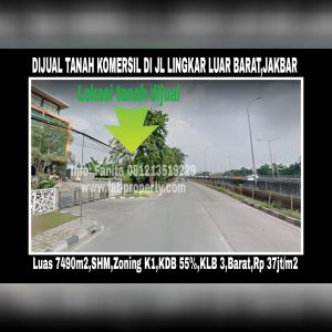 Dijual tanah komersil super strategis di Jl Lingkar Luar Barat (Jakarta Outer Ring Road West1),Jakarta Barat.