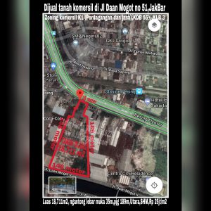 TANAH KOMERSIL SUPER STRATEGIS DI JL DAAN MOGOT dengan 2 muka!