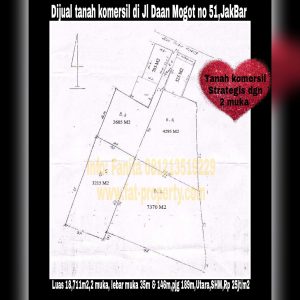 TANAH KOMERSIL SUPER STRATEGIS DI JL DAAN MOGOT dengan 2 muka!