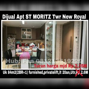 Dijual Apartment ST Moritz di Jl Puri Indah Jakarta Barat.