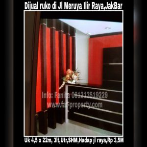 Dijual ruko hadap jalan raya di Jl Meruya Ilir Raya,Jakarta Barat.