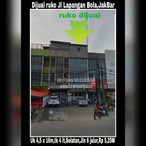 Dijual ruko bagus di Jl Lapangan Bola,Jakarta Barat.