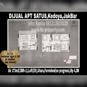 Dijual Apartemen Satu8 Residence,Kedoya,Jakarta Barat.